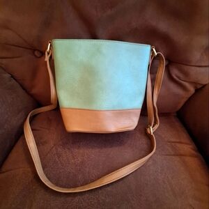 Bueno Two-Tone Faux Leather Crossbody Bag Depth 8" Length 7"